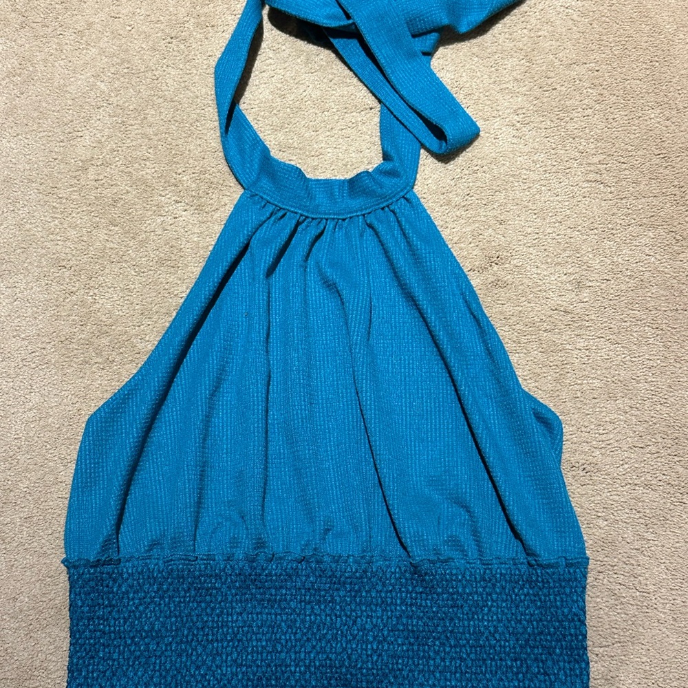Free People Beverly Blue Halter Top XL